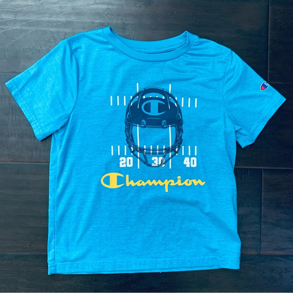 XS/5 Champion Boys Blue Quick Dry Active Short Sleeve Football Graphic Top